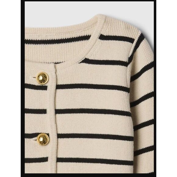 GAP Baby Button Cardigan In Bold Navy Stripe Size 5 Years GUC - Picture 3 of 11